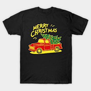 Vintage Red Truck Christmas Tree T-Shirt